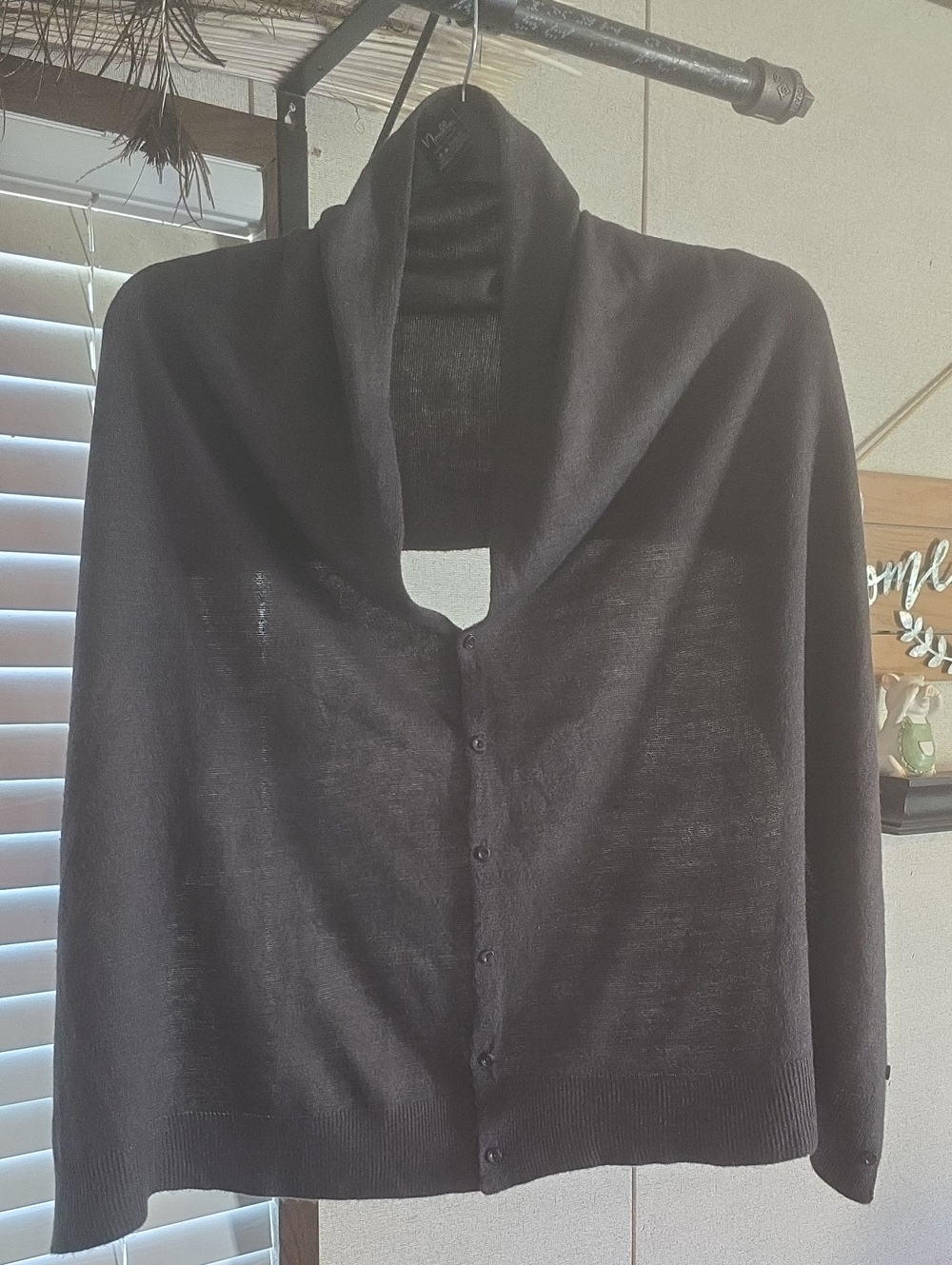 Noelle Black Button-Front Shawl Collar Wrap